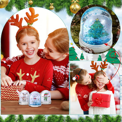 Syhood 12 Pcs Design Your Own Snow Globes Christmas Water Globe Christmas Snow Globes Kit Make Your Own Festive Arts and Crafts for Kids Christmas Activities