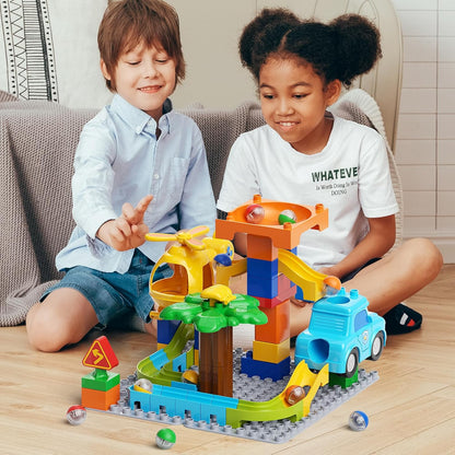 burgkidz Marble Runs for Kids 4-8, Educational Learning Marble Maze Toys Compatible with All Major Brands of Building Blocks STEM Toys for Kid Age 3 4 5 6 7 8+