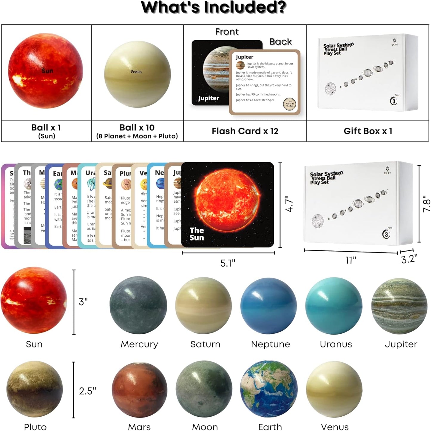 Planets for Kids Solar System Toys 3-5, Solar System for Kids, Space Toys for Kid 5-7, Science Toy Model, Space Balls, Astronaut Toy