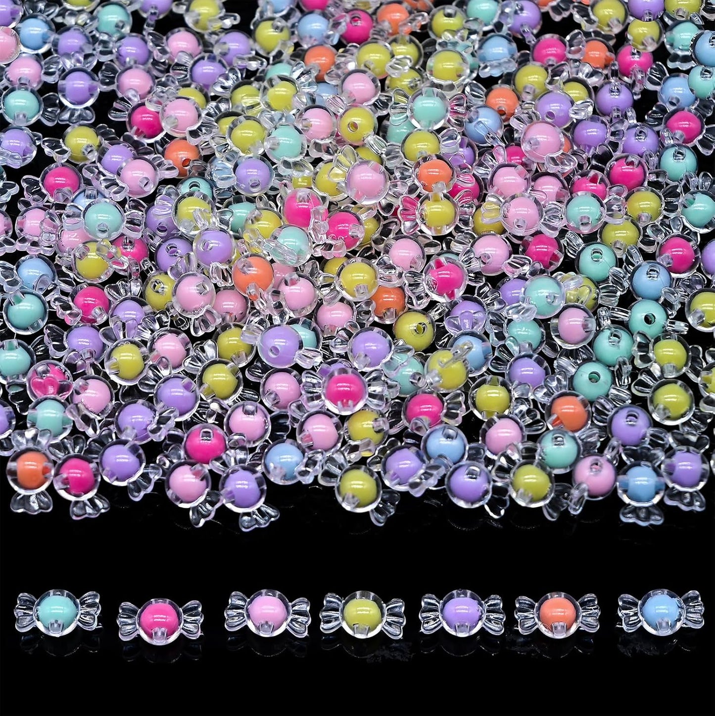 200g+ Candy Bulk Assorted Cute Kandi Beads for Jewelry Making, Bracelet Making Kit, Craft Supplies Charm Beads(Mixed II)