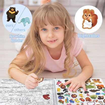 Kalysky Dinosaur and Ocean Animal Scene Sticker Book for Kids Ages 4-12, Search and Find Sticker Activity Book–Travel Toys for Toddlers, Airplane & Road Trip Games, Educational Fun