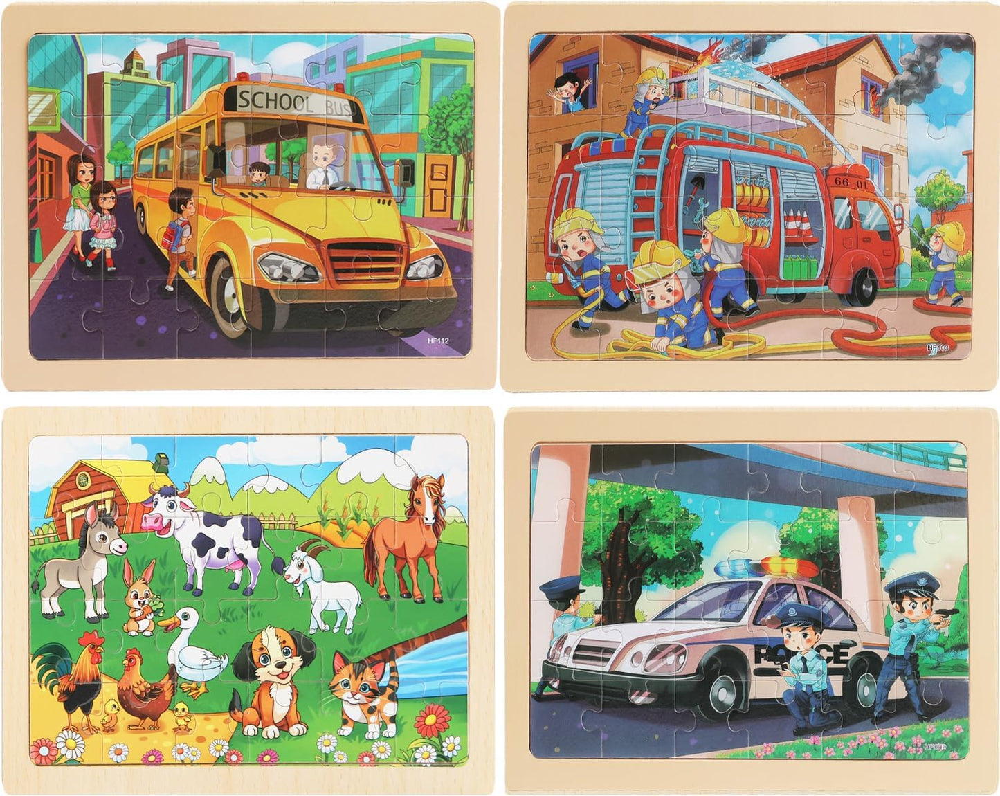 4 Sets of Wooden Puzzles, Each Set has 24 Pieces, Including Castle Unicorn Princess, for Toddlers 3-5, Puzzles for Kids Ages 4-6, Preschool Educational Brain Teaser Toys for Girls 3 4 5 6 Years Old.