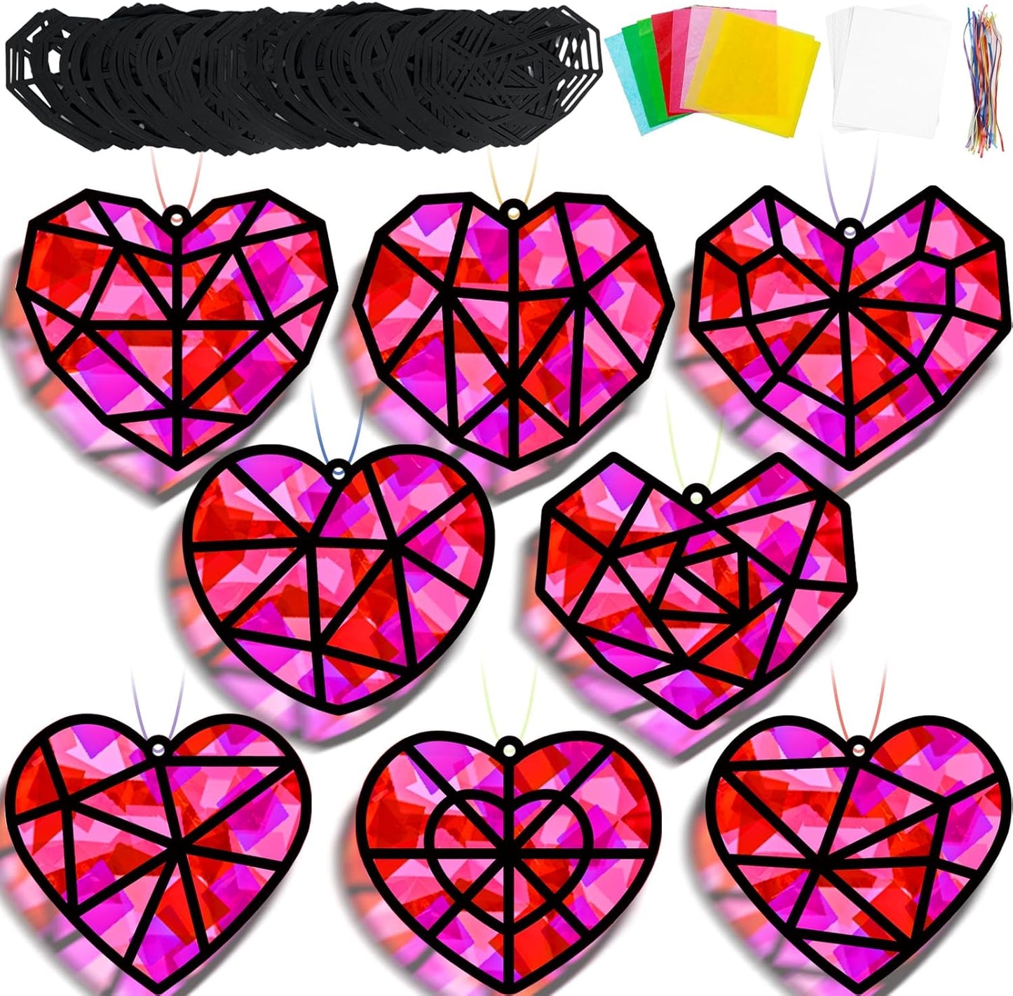 Lonfliness 32 Sets Solar System Suncatchers Crafts Kit DIY Outer Space Window Stained Glass Effect Paper Planet Home School Classroom Decoration Art Craft Creative Activity Project Gift Favor