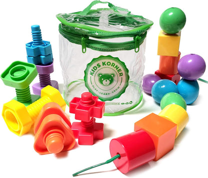 Jumbo Lacing Beads for Kids - Montessori Toddler Games and Educational Toys - Rainbow Matching Game and Stringing Bead Set with Toy Storage and Learning Activities eBook