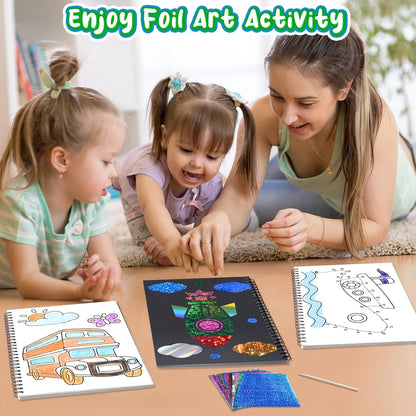Foil Craft Bugs Butterfly DIY Art Fun Kits Set, No Mess Creative Foil Art Drawing Game for Kids, Birthday Gifts Crafts Supplies Travel Toys for Girls Boys Ages 4-9