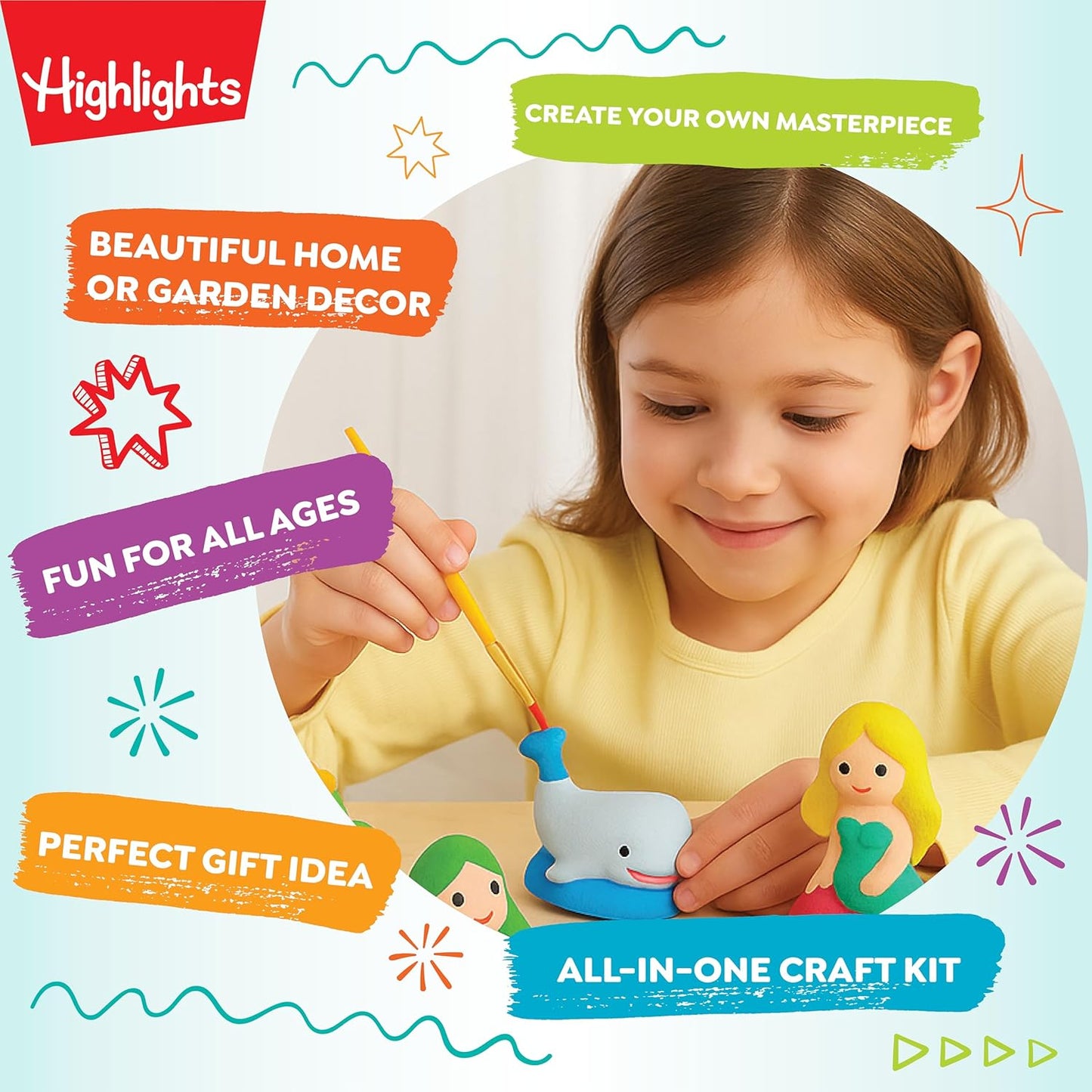 Highlights Paint Your Own Plaster Figurine & Activity Kits – DIY Art Sets with Figurines, Paints, Brush & Bonus Activities – Multiple Themes – Ages 6+