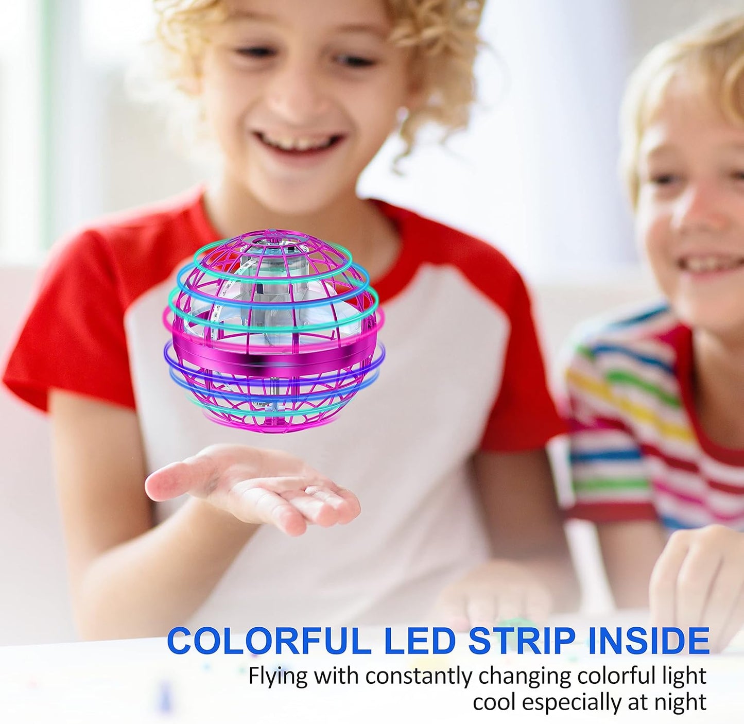 LEMATRIX Flying Orb Ball Toy, Hover Ball Boomerang Fly Fidget Spinner, Cool Toys Gifts for 6 7 8 9 10 11 12+ Years Old boy Girls Teens, Hand Mini Drone Cosmic Globe, Indoor Outdoor Toys(Golden)