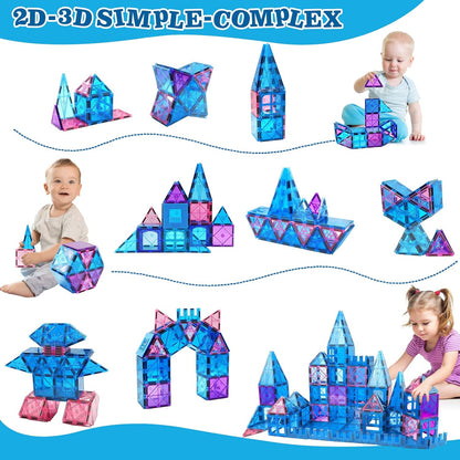 KAEILORU Magnetic Tiles Road Set with Car Magnet Building Tile Toys for Kids Ages 3-5 4-8 5-7 Magnetic Blocks Expansion Pack STEM Construction Valentines Toys Boy Girl Toddler Birthday Gift 42pcs