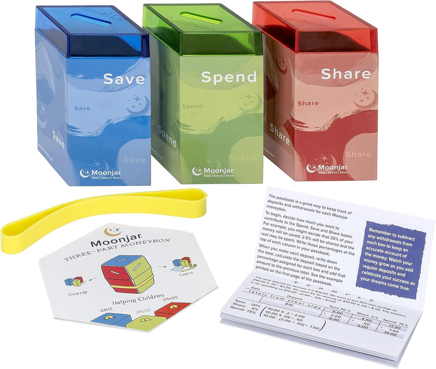 Classic MoonJar Award Winning SAVE SPEND SHARE Educational Tin Toy Bank with Passbook| Moneybox for Children 3+ Years | Teaches Responsible Money Management & Financial Skills