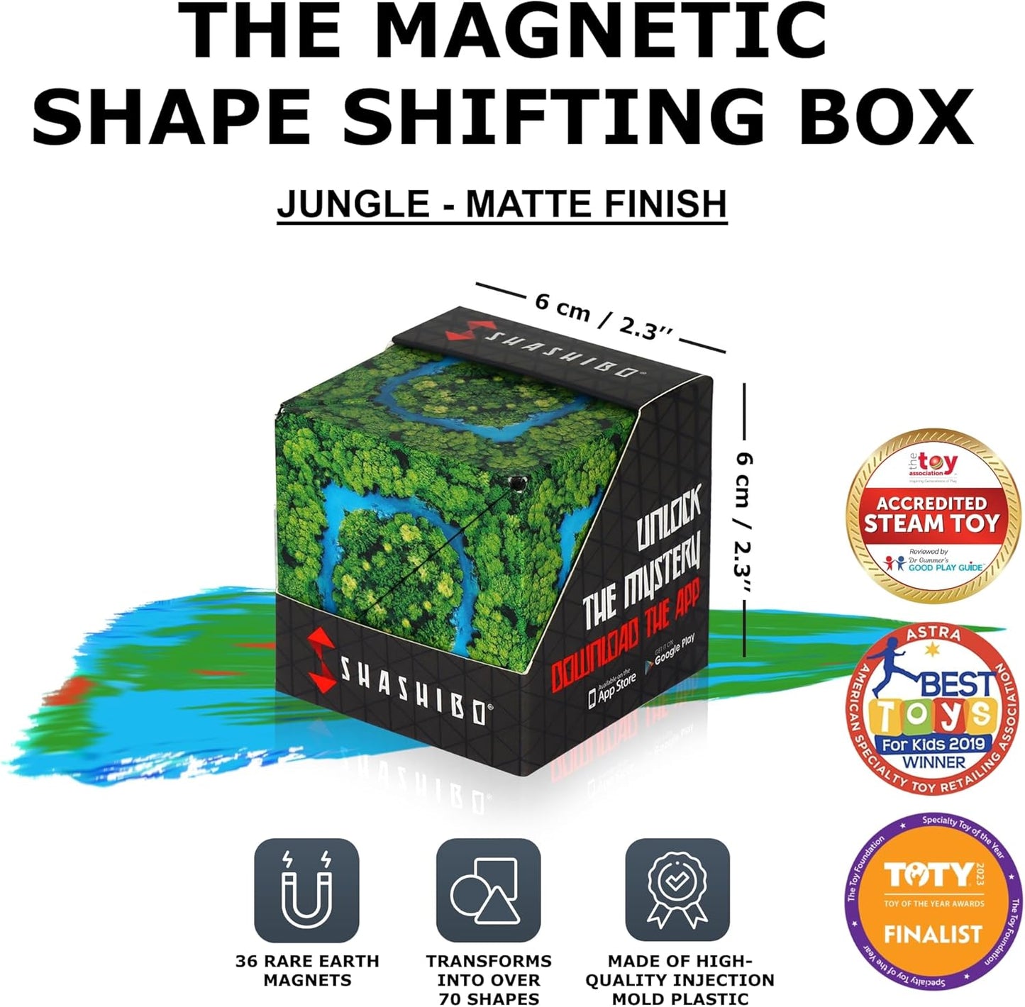 Shashibo Shape Shifting Box - Award-Winning STEM Fidget Toy with Ultra Strong Magnets - Puzzle Cube Transforms Into 100+ Shapes, Perfect Sensory Gift for Kids, Teens, and Adults (Artic)