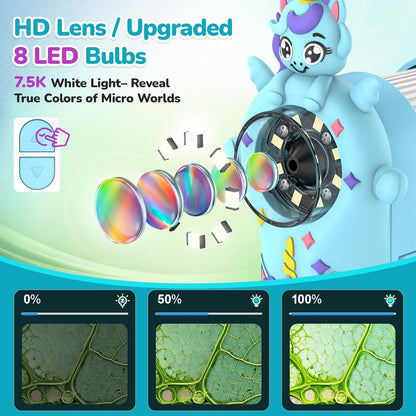 Digital Microscope for Kids Handheld Miniscope - 4K 2.0" Screen Rechargeable 1000X Mini Pocket Portable Magnifying Glass Edu Learning Science Toy Gift with Slides Kit 4-12 Children Students (Violet)