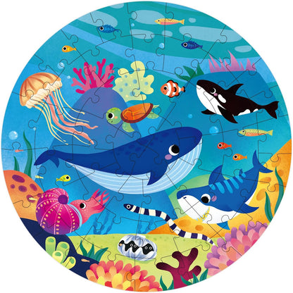 Floor Puzzles for Kids Ages 4-8, Ocean Animal Large 48 Piece Round Wooden Puzzles for Kids Ages 3-5, Educational Toys Wooden Jigsaw Puzzle for 6 7 8 Year Old
