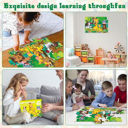 Jumbo Floor Puzzle for Kids, Large Jigsaw Puzzles 24 Piece for Kids Ages 3-5,Preschool Learning & Education Toys, Gifts for 4-8 Year Old Boys and Girls (Jungle Animals)
