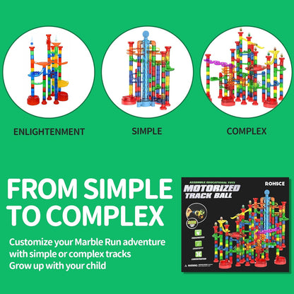 325PCS Glow in The Dark Marble Run with Motorized Elevator, STEM Building Blocks Toy Includes 113 Marbles, for Kids Ages 3+, Easter Birthday Gift for Boys and Girls