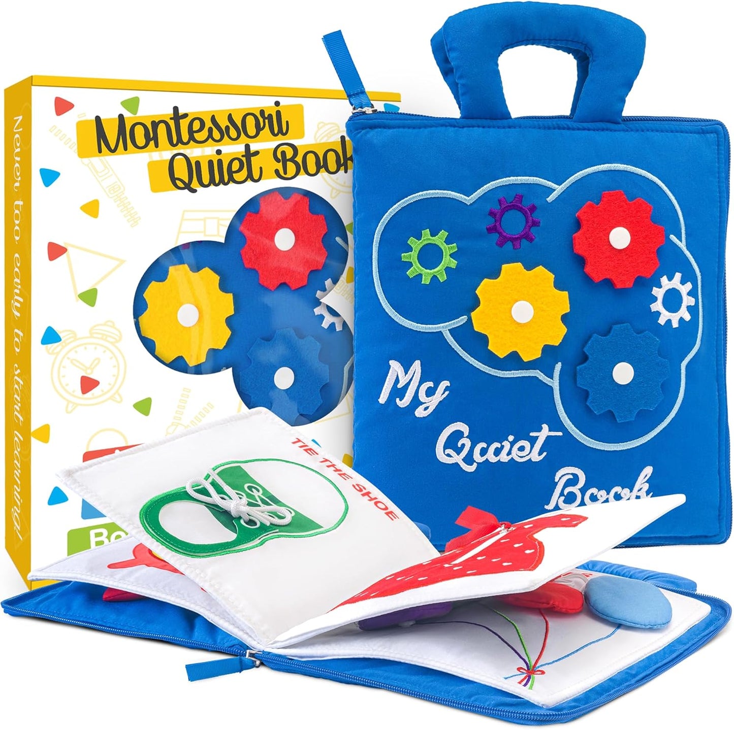 deMoca Travel Toys for Toddlers, Quiet Book for Toddlers 1-3, Baby Travel Toys for Airplane Car Rides, Montessori Busy Book for 1 Year Old with All Parts Attached, Felt Activity Pad, No Noise Gift