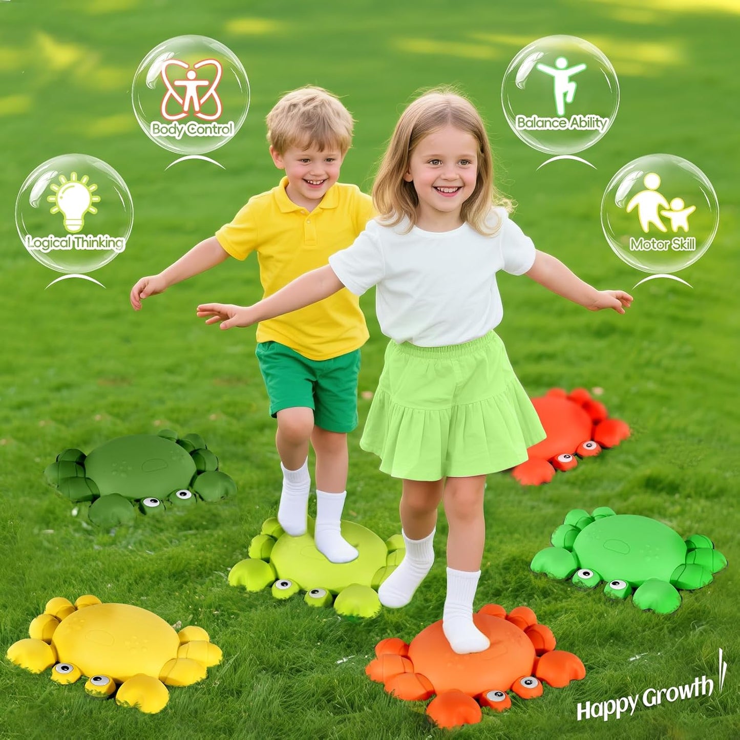 TOPNEW Stepping Stones for Kids, Non-Slip Balance Stepping Stones for Promoting Children's Coordination Skills, Toddler Stepping Stones Obstacle Course for Kids Age 3 4 5 6 7+