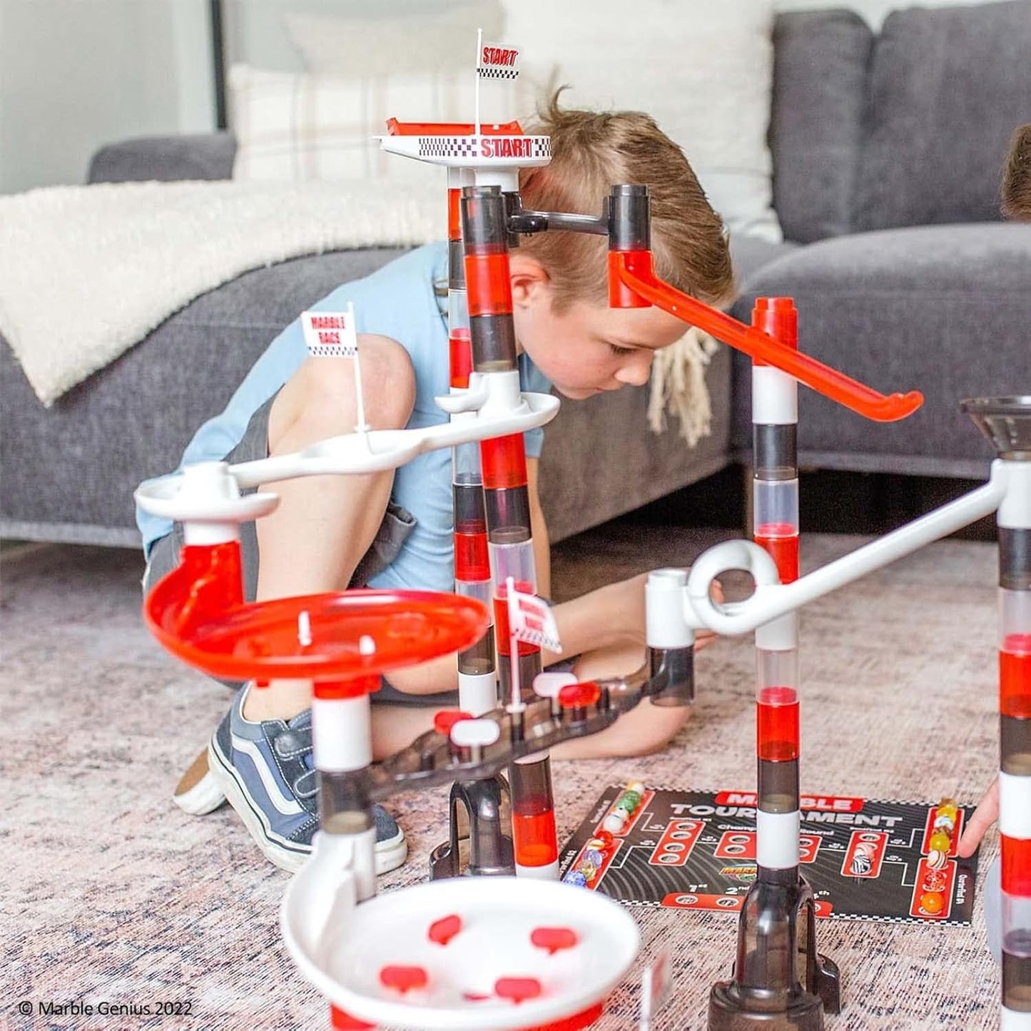 Marble Genius Marble Run Racing Set: 125-Piece Marble Run Racing Set Toys for Kids, Marbles Maze Tower Building Blocks, Marbles Race Track Rolling Game, Educational Learning STEM Toy Gift