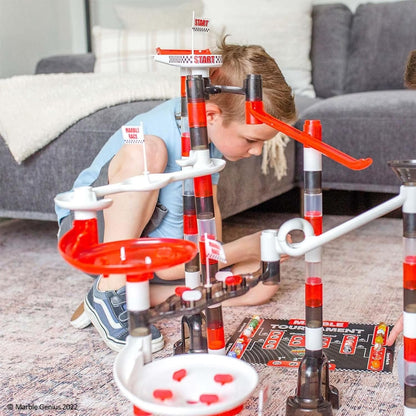 Marble Genius Marble Run Racing Set: 125-Piece Marble Run Racing Set Toys for Kids, Marbles Maze Tower Building Blocks, Marbles Race Track Rolling Game, Educational Learning STEM Toy Gift