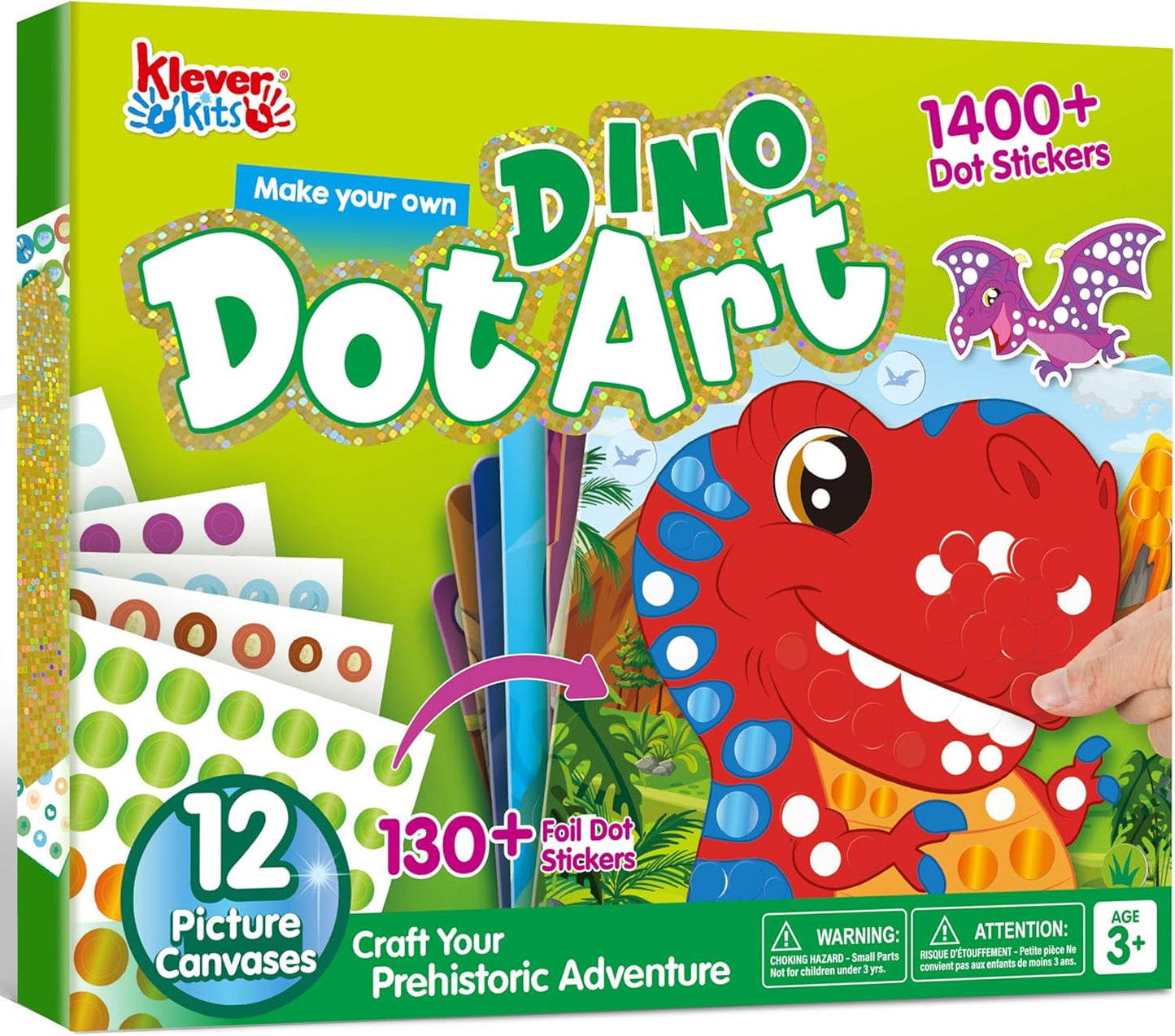 Klever Kits Dot Art Kit for Kids, No Mess Sticker for Toddlers 3-7, Craft Kits, DIY Creative Activity, Travel Toy, Birthday Presents for Boys Girls (Unicorns & Princess)