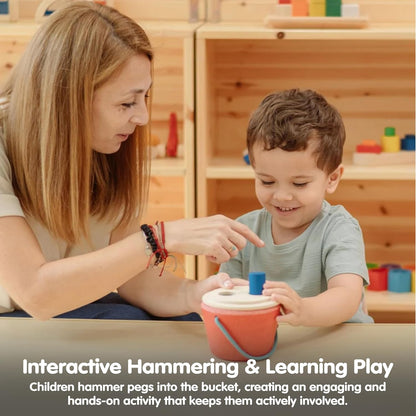 PlanToys® Geo Sorting Bucket | Wooden Shape Matching Toy for Toddlers 12M+ | Montessori Educational Sorting Toy with 3D Blocks | Develops Shape Recognition, Problem-Solving & Fine Motor Skills