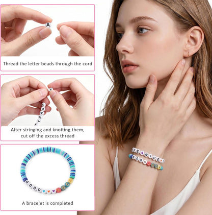 SUTOUG 1000PCS Colourful Letter Beads for Threading, 4 x 7 MM Acrylic Round Alphabet Beads for Jewellery DIY Making Crafts Bracelets Necklaces Ornaments