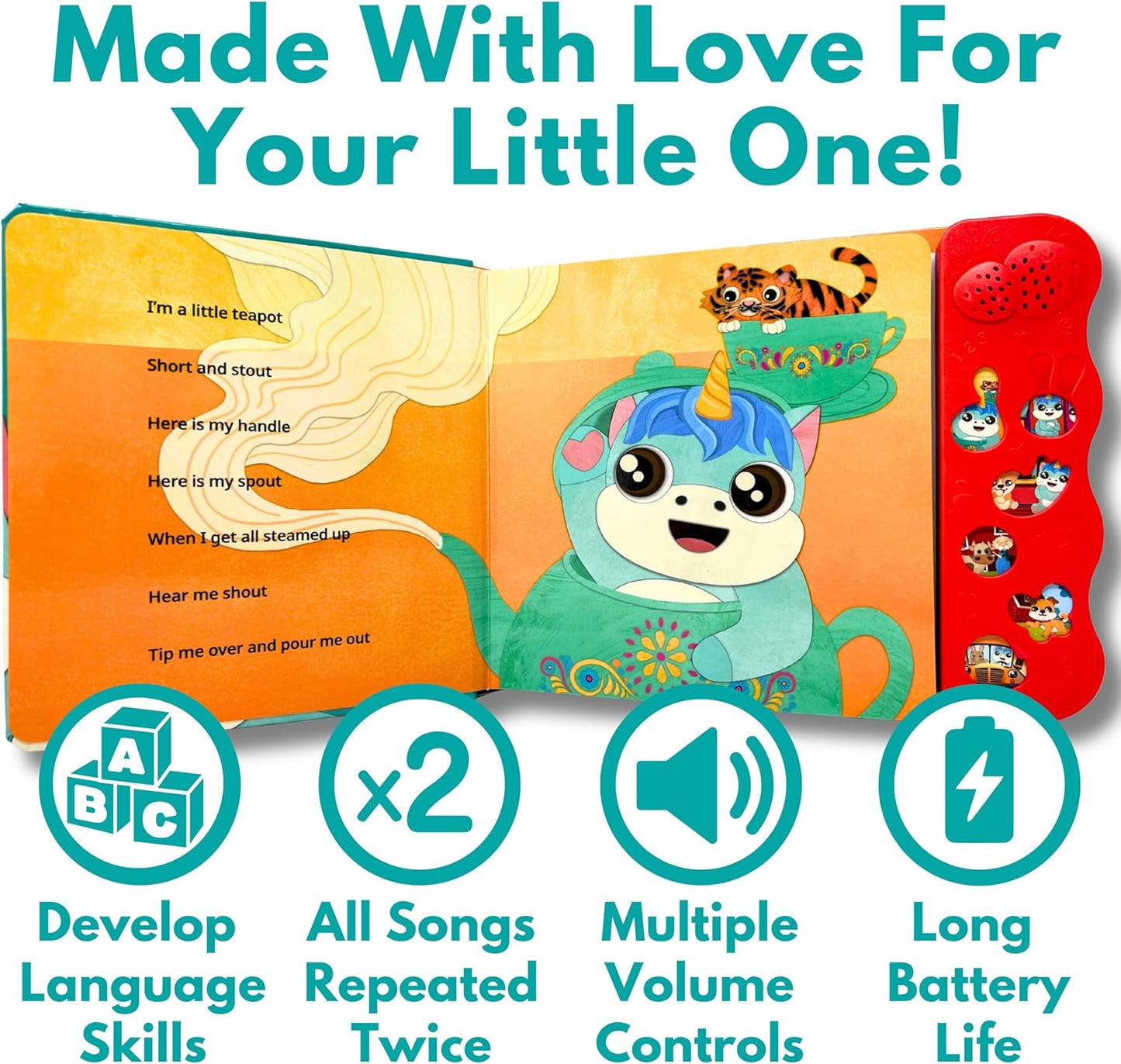 Astro Learns English Learning Songs — Musical Toys & Interactive Sound Board Books for Toddlers 1-3, Singing & Nursery Rhymes for Babies, Educational Talking Musical Toy, Sing Along Songs
