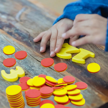 DNB 2-Color Foam Counters - 1 Inch Red-Yellow Double-Sided Math Counters, Early Learning Counting Chips, 600 Pieces