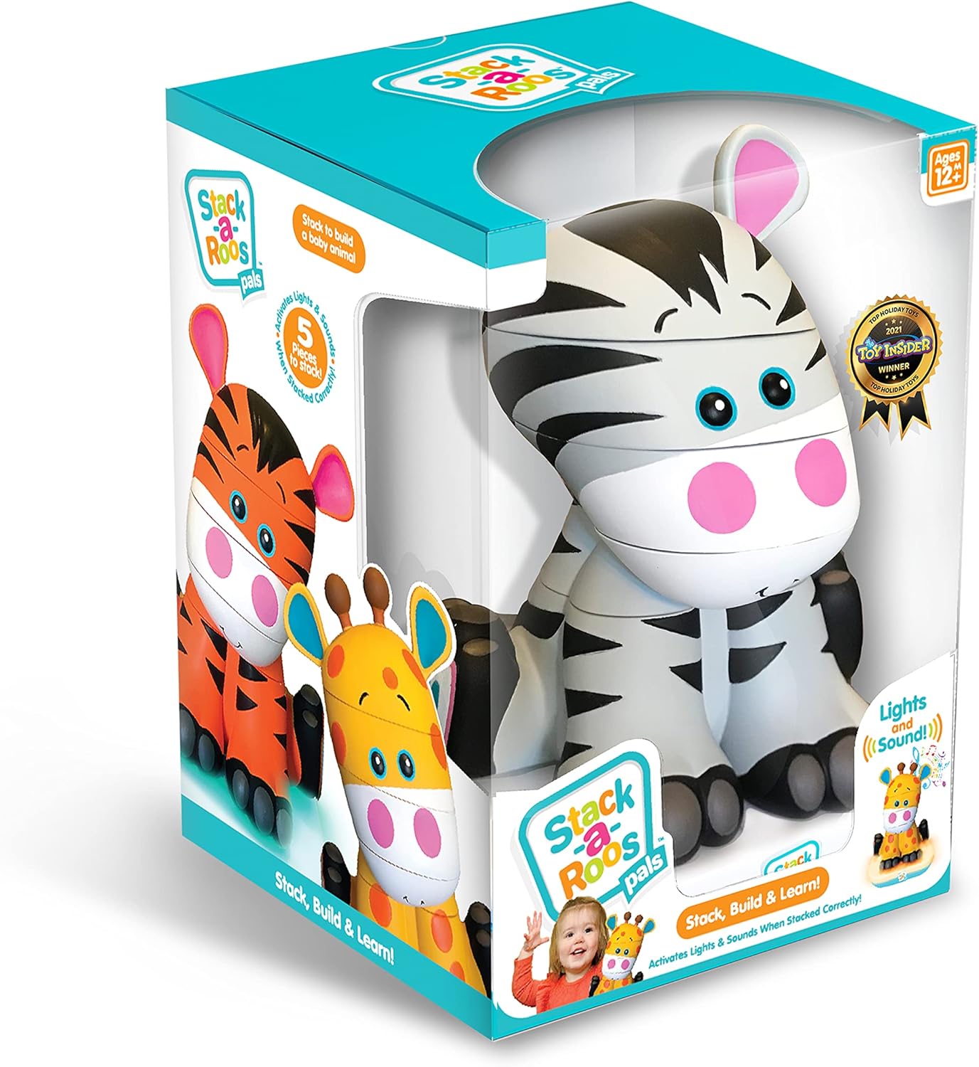 Stack-a-Roos Baby Giraffe by Salus Brands - Animal Stacking Toy, Educational Early Learning Toy for Infants Babies Toddlers, Age 12+ Months - Great Baby Gifts, STEM