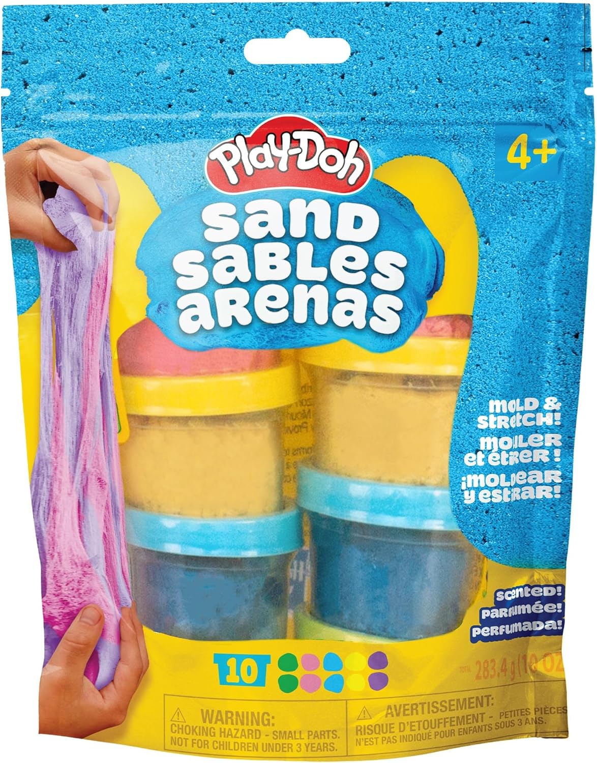 Play-Doh Sand Castle Bucket, 5 Colors & Scents of Play Sand, Resealable Cans with 5 Fun Tools, Sand Castle Building Kit, Creativity for Kids Sensory Bin, Toys for Soft Play