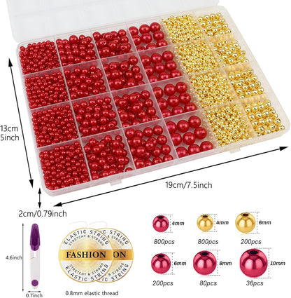 Hpebl 2136PCS Beads for Bracelets Pearl Bracelet Making Kit Friendship Bracelet Kits Bracelet Bead Kits Small Pearl Bead and Gold Beads Beading Kit for Bracelets Jewelry Making Kit