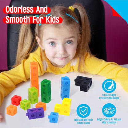 SpriteGru Math Linking Cubes, Math Cubes Manipulatives with Activity Cards Linking Cube Math Counters for Kids Kindergarten Learning Activities