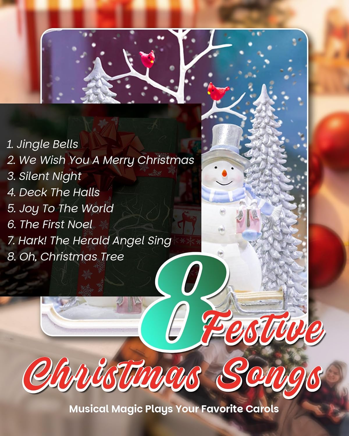Extra Large Christmas Snow Globes Christmas Lantern, 12.99" Musical Snow Globe with 8 Songs, Santa Snowglobe for Kids Adults, 6H Timer Dual Power, Lighted Christmas Decorations Indoor Gifts
