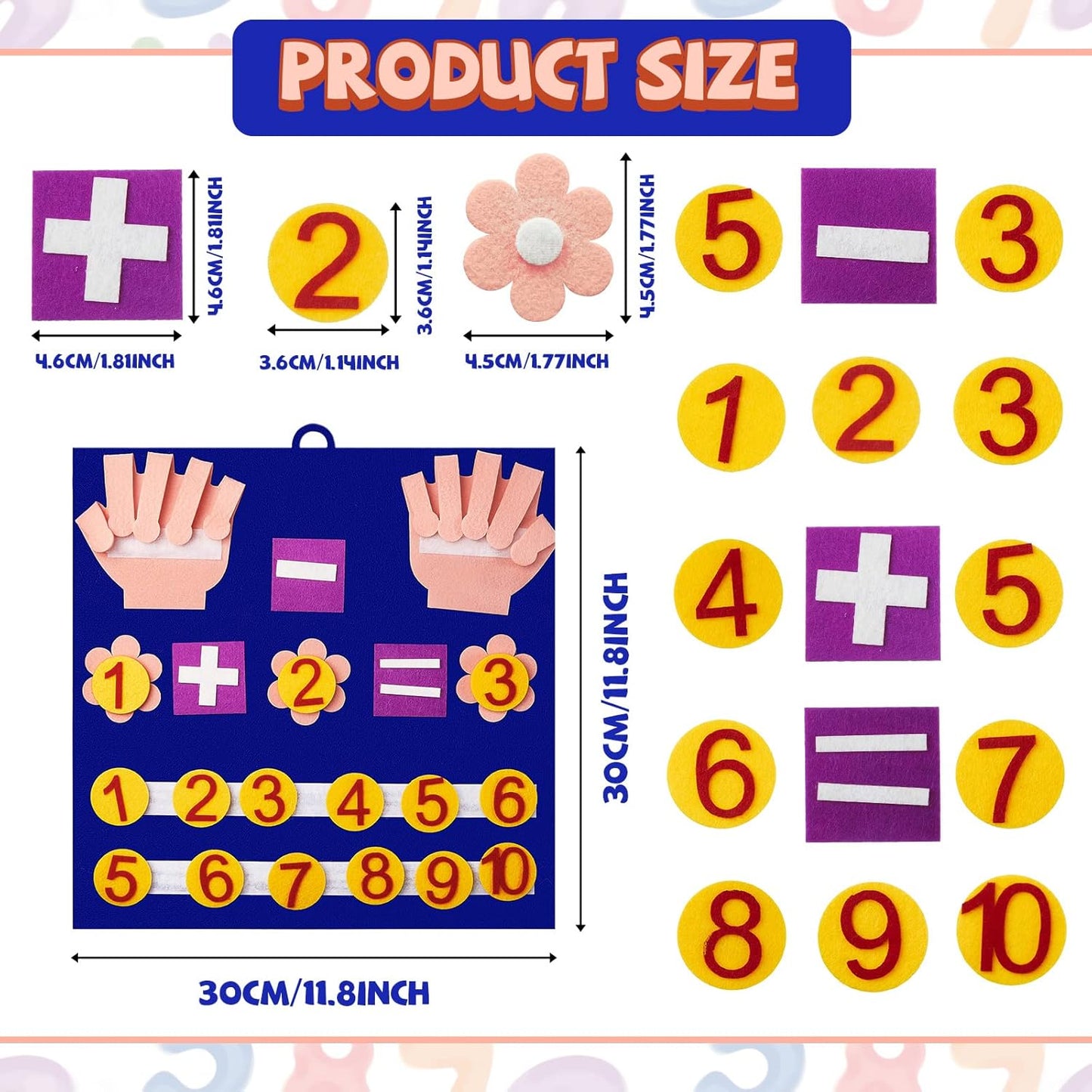Deekin 2 Sets Handmade Felt Finger Math Toy Set Felt Math Toys Number Learning Counting Finger Boards Kindergarten Early Learning Toys Games Addition Subtraction (Skin Color)