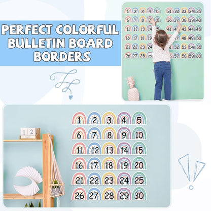 Number Line for Classroom Wall (-20 to +120) Boho Heart Shape Number Bulletin Board for Students Math Learning Boho Bulletin Border Decor Numbers Boarder Strips for Home School