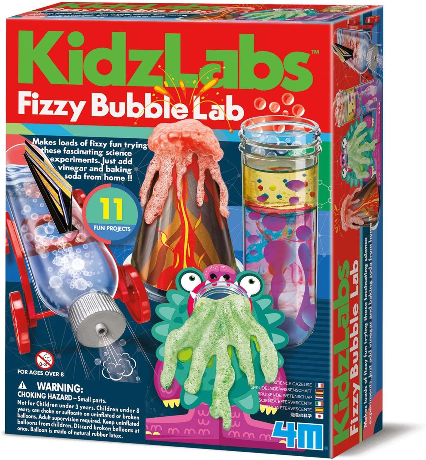 4M Fizzy Bubble Colour Lab – 28 Science Experiments Kit for Kids Ages 8-12, STEM Chemistry Set with Baking Soda & Vinegar Reactions, Educational Volcano, Rocket Racer, & Color Mixing Activities