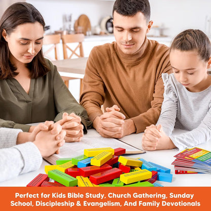 Garybank Faith Tower Bible Games for Kids, Blocks with Verse, 66 Bible Trivia Cards W/ 260+ Biblical Questions, Bible Study Supplies for Youth Group, Sunday School & Family, Christian Gifts