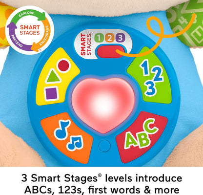 Fisher-Price Baby Learning Toy Laugh & Learn Smart Stages Sis Pink Musical Plush with Smart Stages for Infants Ages 6+ Months, Multilanguage Version