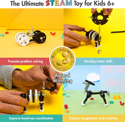 The Off Bits Erector Set: Animal Mini STEM Toys for Kids 6+, Toy Building Sets with Nuts & Bolts, STEM Building Toys Gifts for Boys and Girls (Blue Elephant)