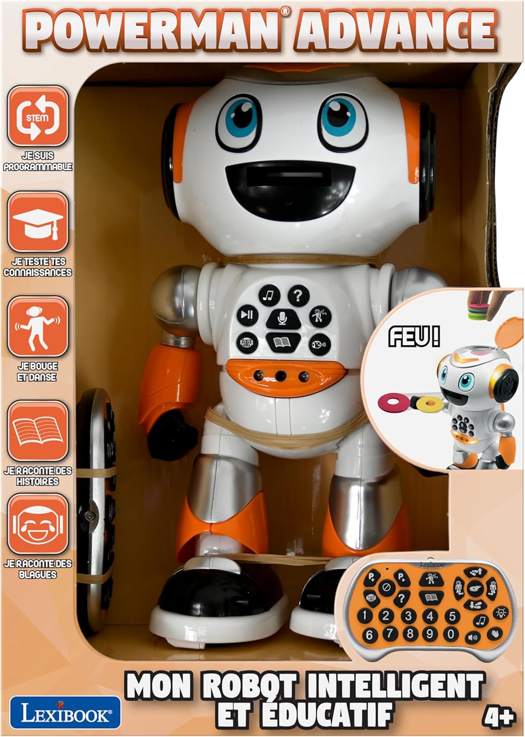 LEXiBOOK, Powerman Neo, My Robot Full of Technology, Remote Control and Gesture Control, Educational Activities in English, Programmable, Music and Dance, Sound and Light Effects, Blue/White, ROB18EN