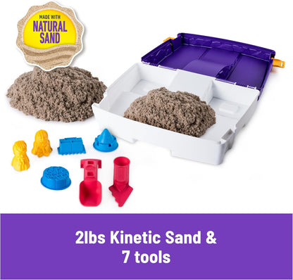 Kinetic Sand, Mermaid Palace Playset with 2.06lbs Play Sand (Neon Purple, Shimmer Teal & Beach), Tools & Folding Sandbox, Sensory Toys for Kids