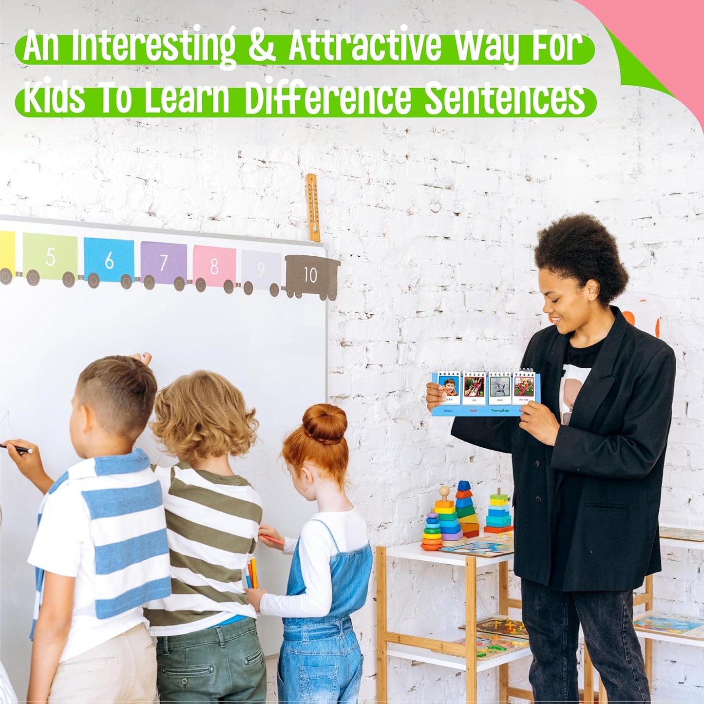 CVC Word Flip Chart - Double Sided 40 Short Vowel Word Flashcards, Freestanding, Educational Learning Tool for School Supplies