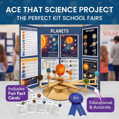 Nine Planets DIY Solar System Model for Kids - Complete Solar System Kit for Kids 8+ Years Old - Includes Wood Model & Puzzle with Fact Cards - Science Kits for 8-12 Years Old