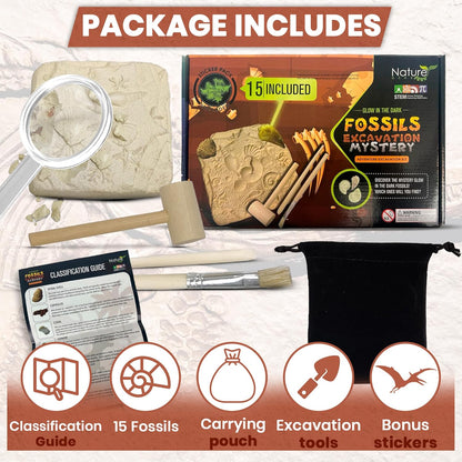 Nature Gear Gemstone Dig Kit for Kids, Educational Crystal Excavation Kit with 15 Mystery Gems, Interactive Adventure Fossil Mining Toy for Kids Age 3-5 and Up
