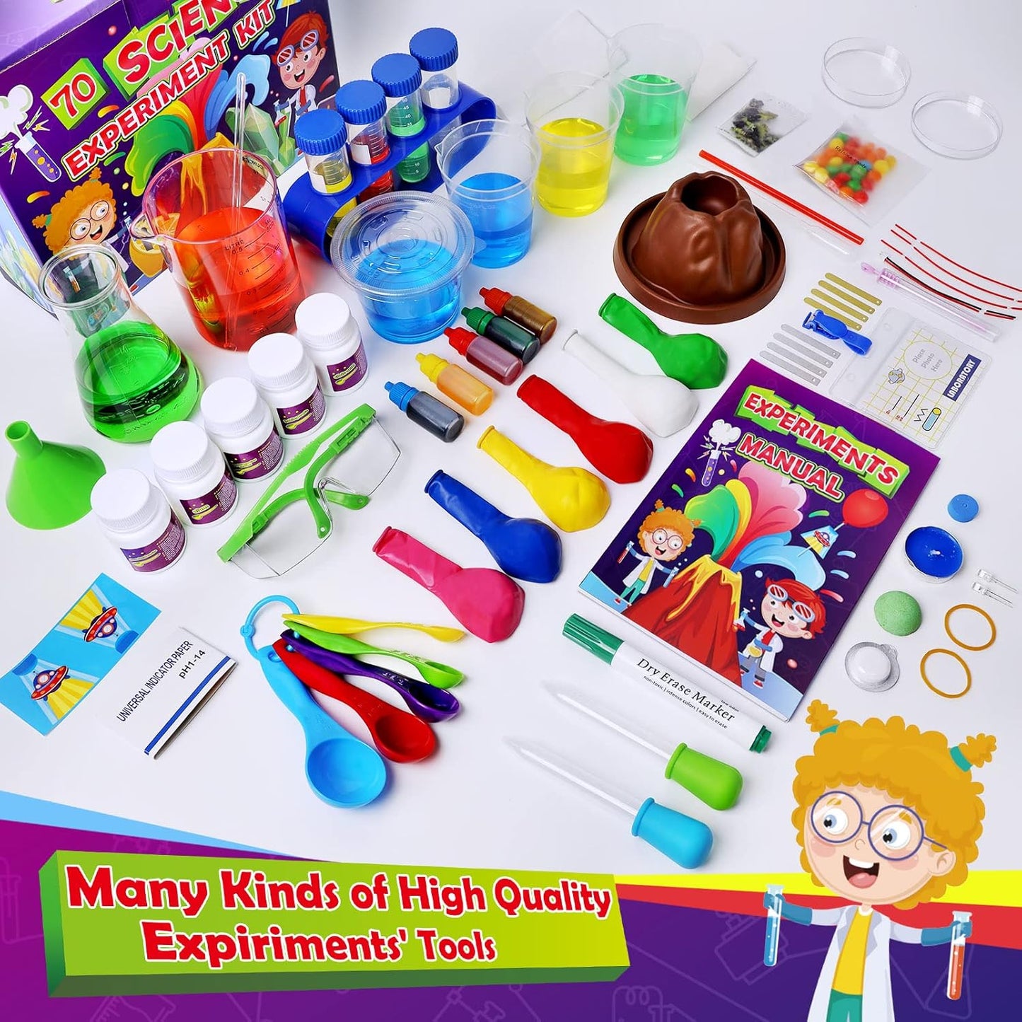 UNGLINGA 210 Experiments Science Kit for Kids, Boys Girls Birthday Toys Gifts Idea, Chemistry Set, Volcano, S.T.E.M Science Educational Project