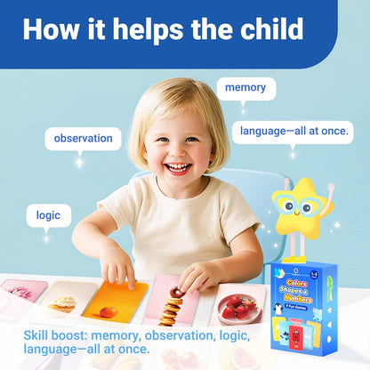Thick Video Flash Cards for Toddlers- Color, Shape, Number Cards- 9 Fun Games for Toddlers, Speech Therapy Material Picture Cards, Preschool Learning Activities, Montessori