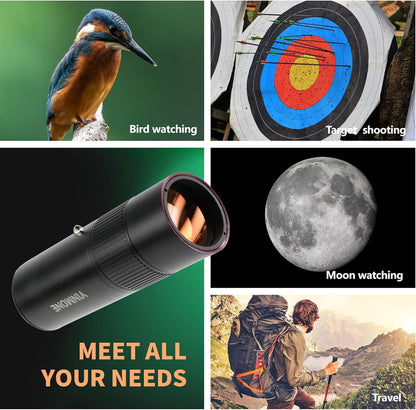 2026 New ED+LAK 12X33 Handheld Monocular Telescope Waterproof with Phone Adapter,PXA&FMC&BAK4 Lens,Ultra Clear High Power Pocket Small Compact Monocular for Kids&Adults Travel Birdwatching Hiking