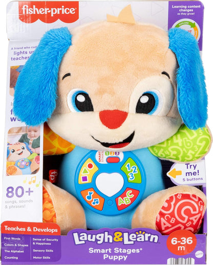 Fisher-Price Baby Learning Toy Laugh & Learn Smart Stages Sis Pink Musical Plush with Smart Stages for Infants Ages 6+ Months, Multilanguage Version