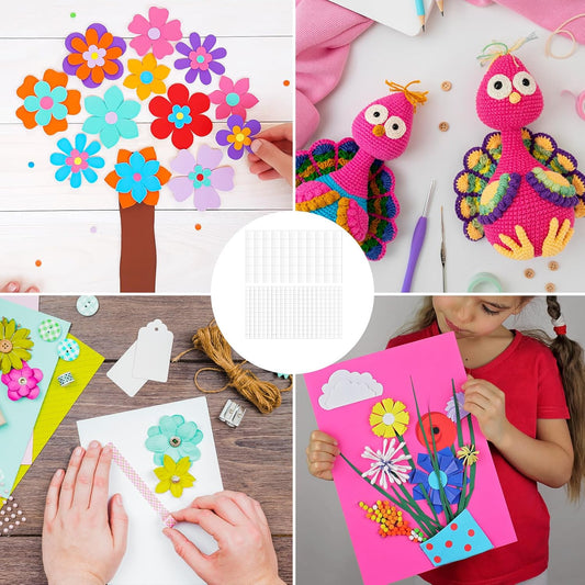 Foam Squares for Crafts,Double Sided Foam Square,12 Sheets/1980pcs Discs Squares Stickers Square for Crafts DIY Craft Supplies Scrapbooking Office Class Christmas (0.47In/12mm, 0.24In/6mm)