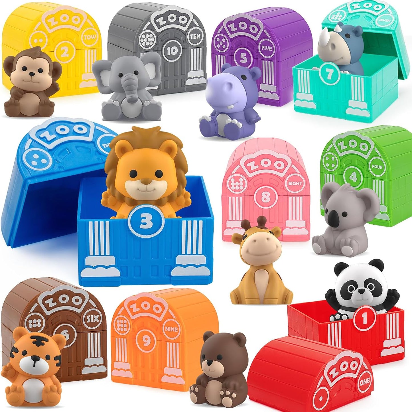 Learning Toys for 1 2 3 Year Old Boys Girls, 20 Pcs Cat Toys for Toddlers 1-3, Kitten Finger Puppet Games, Counting Matching Sorting Motor Educational Playset, Gifts for Baby Toddlers Age 12-18 Months