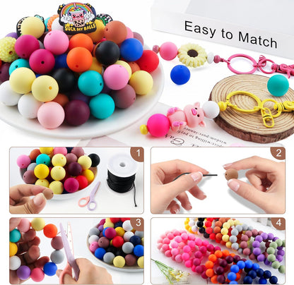 65Pcs 19mm Silicone Beads for Keychain Making Bracelet Necklace, Bulk Round Silicone Beads for Pens（Christmas Green） - Colors A
